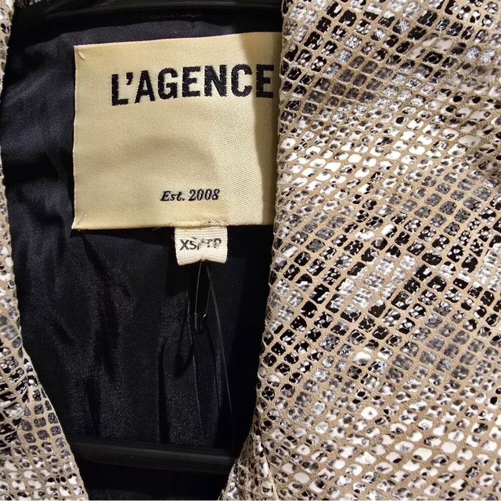 L'agence Python Leather Biker Jacket (Fieldstone)… - image 4